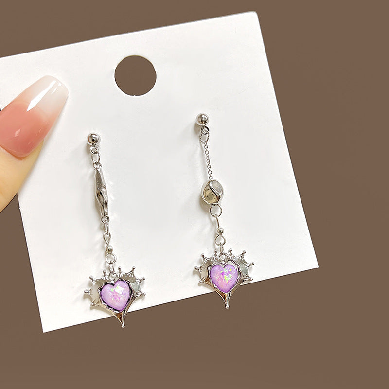 Wholesale Silver Needle Zircon Heart Earrings ACC-ES-MDD080