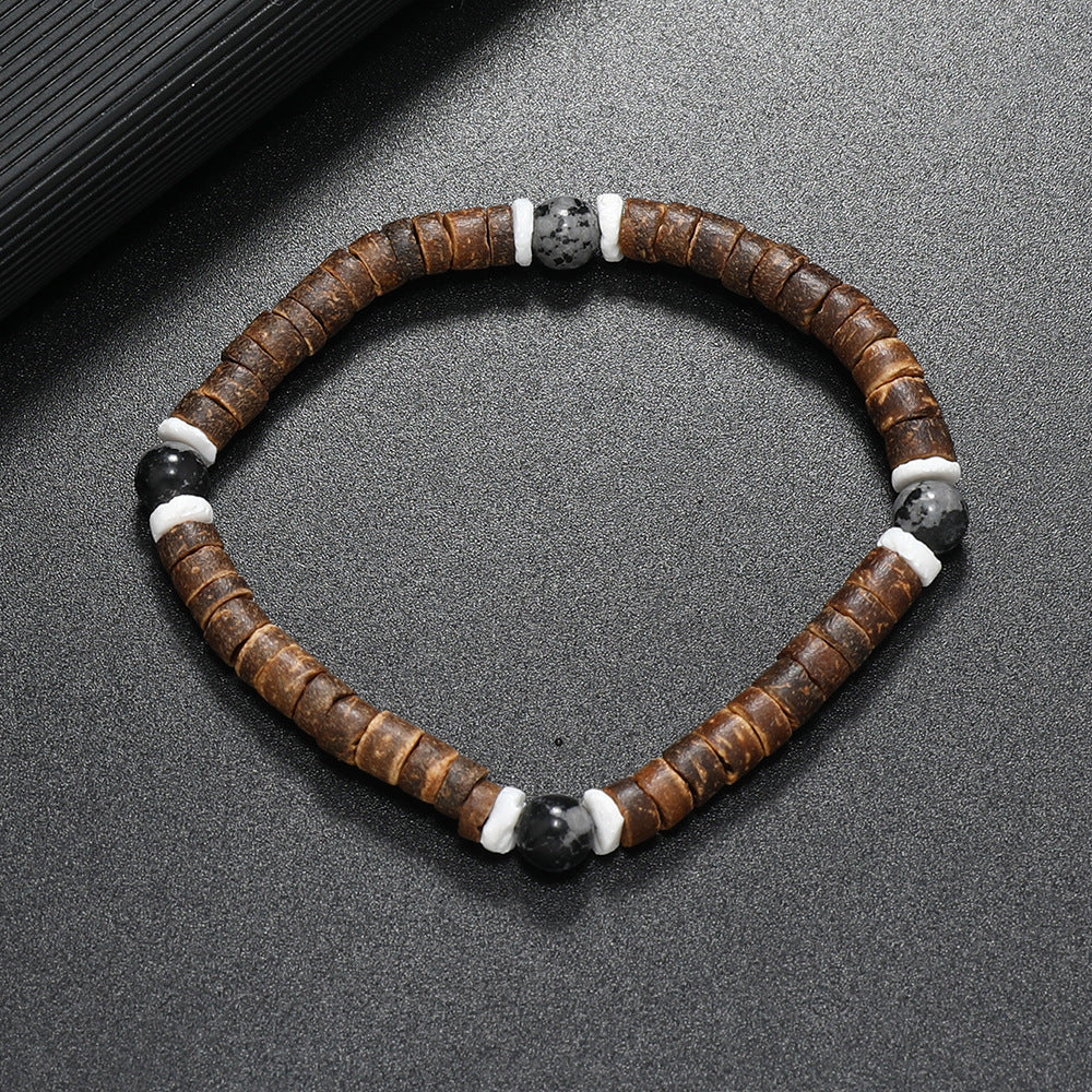Wholesale Retro Ethnic Style nut Shell Natural Turquoise Bracelet