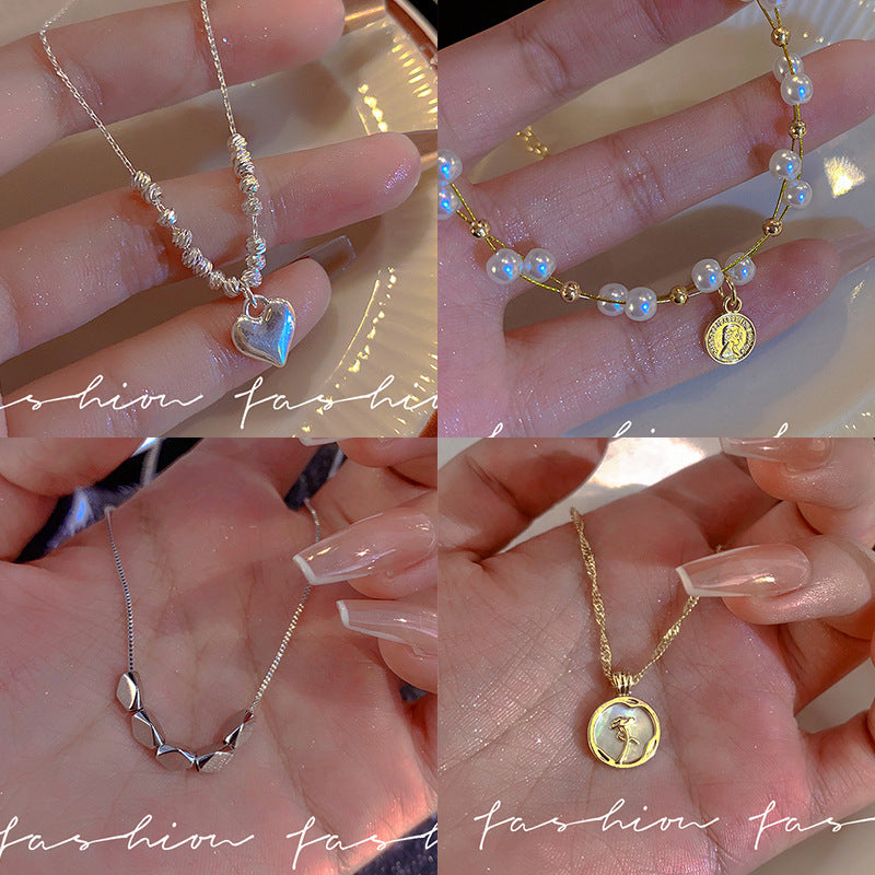 Wholesale Pearl Necklace Love Beaded Clavicle Necklace Choker Titanium Steel Necklace ACC-NE-Hank002