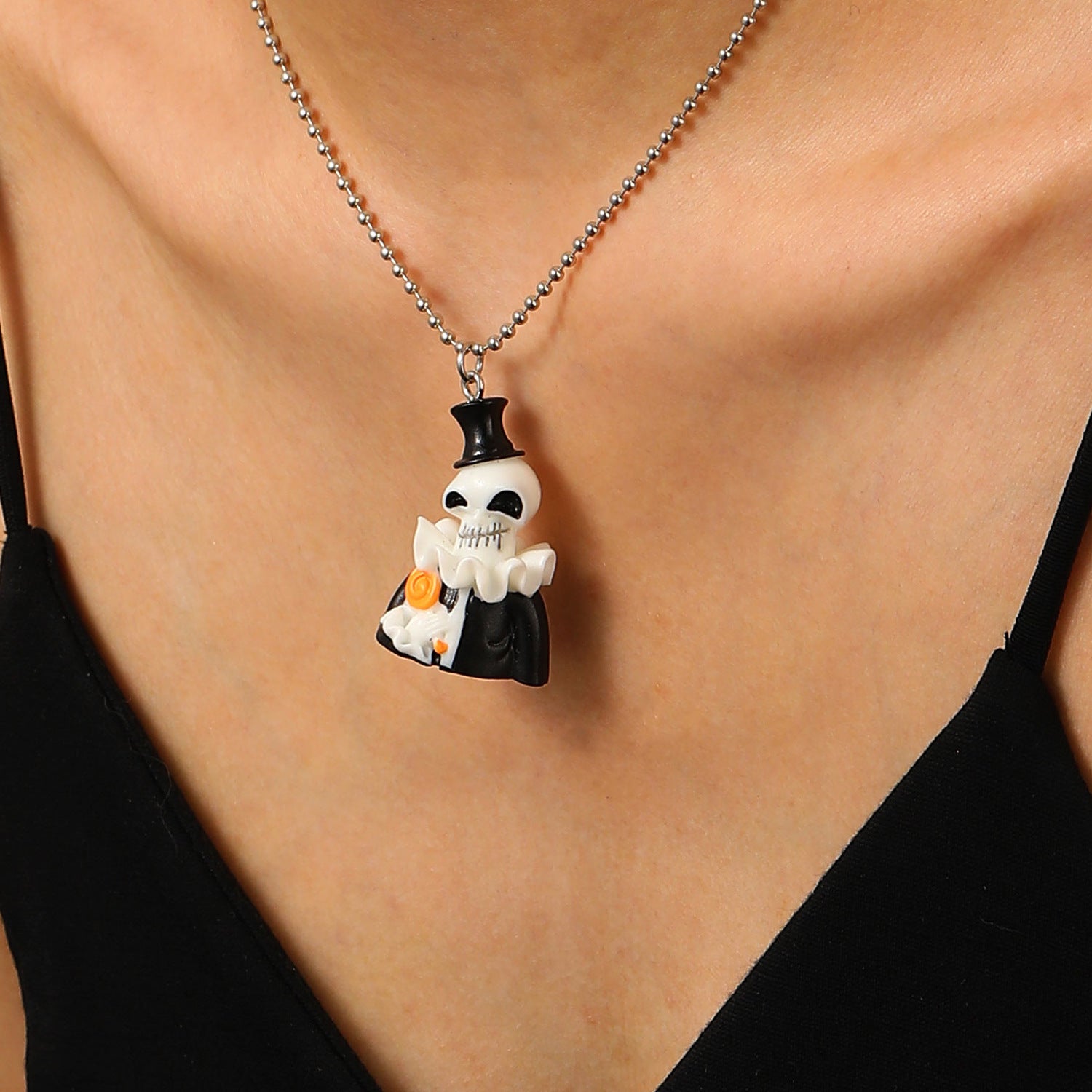 Wholesale Cartoon Ghost Pumpkin Pendant Necklace Resin  Jewelry Accessory Gift