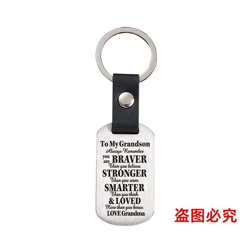 Wholesale Family Gifts Grandchildren Metal Leather Keychains ACC-KC-GangGu025
