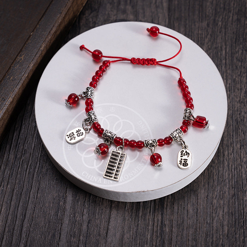 Wholesale Ethnic Tibetan Silver Red Bead Bracelet Anklet