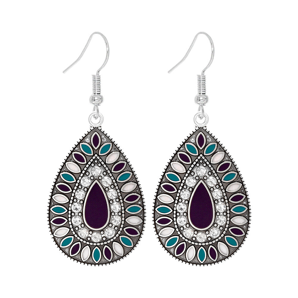 Wholesale Zinc Alloy Bohemian Water Drop Earrings Retro Ethnic Style Jewelry For Women Party Gift