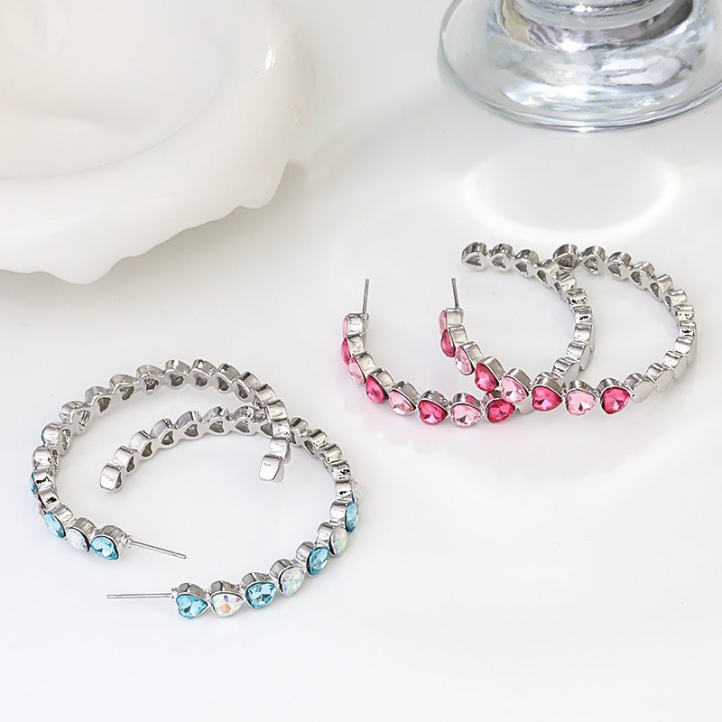 Wholesale C-shaped Earrings Personalized Color Diamond Earrings ACC-ES-RuLong015