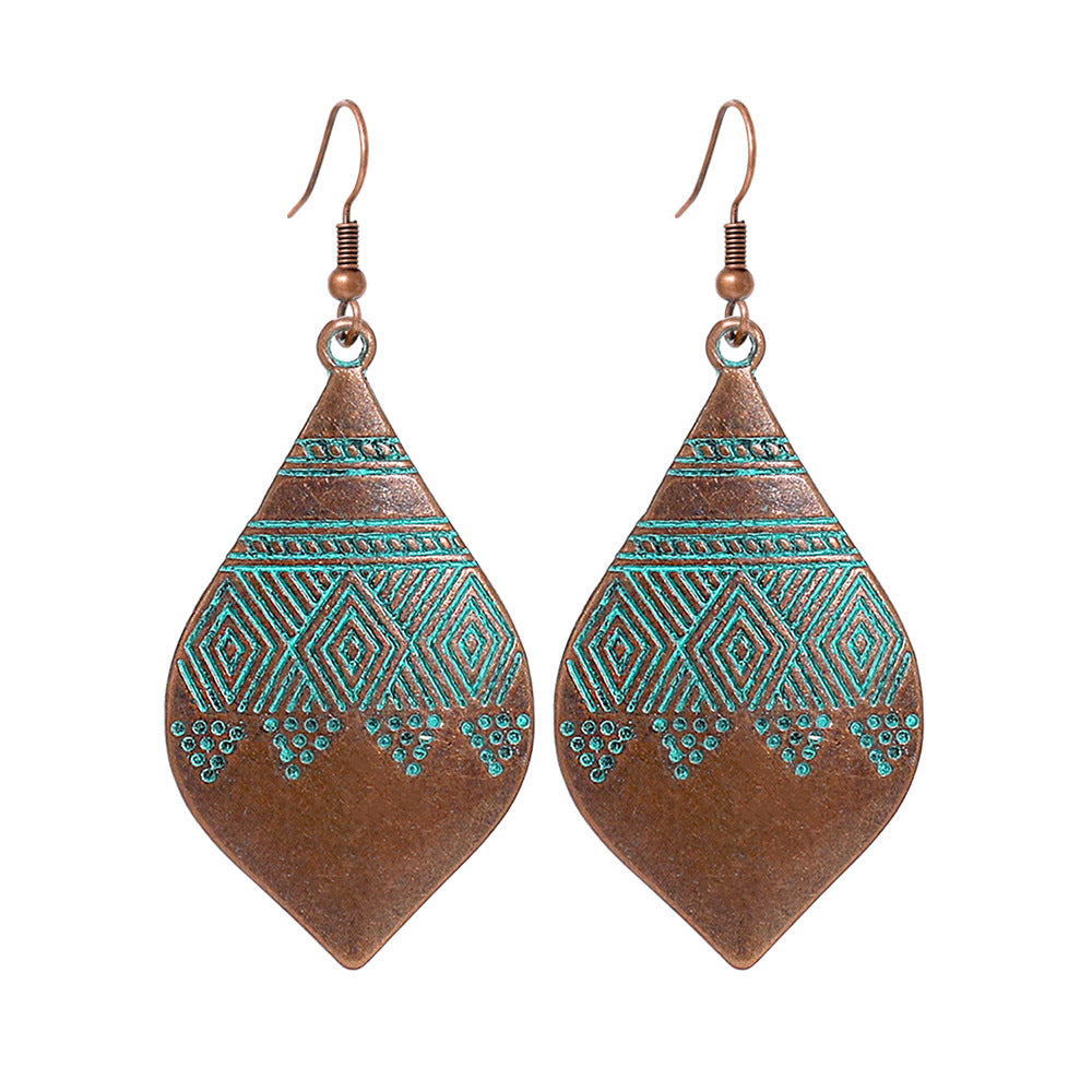 Wholesale Zinc Alloy Ethnic Bohemian Geometric Hollow Water Drop Earrings for Women Fashion Jewelry Accessory