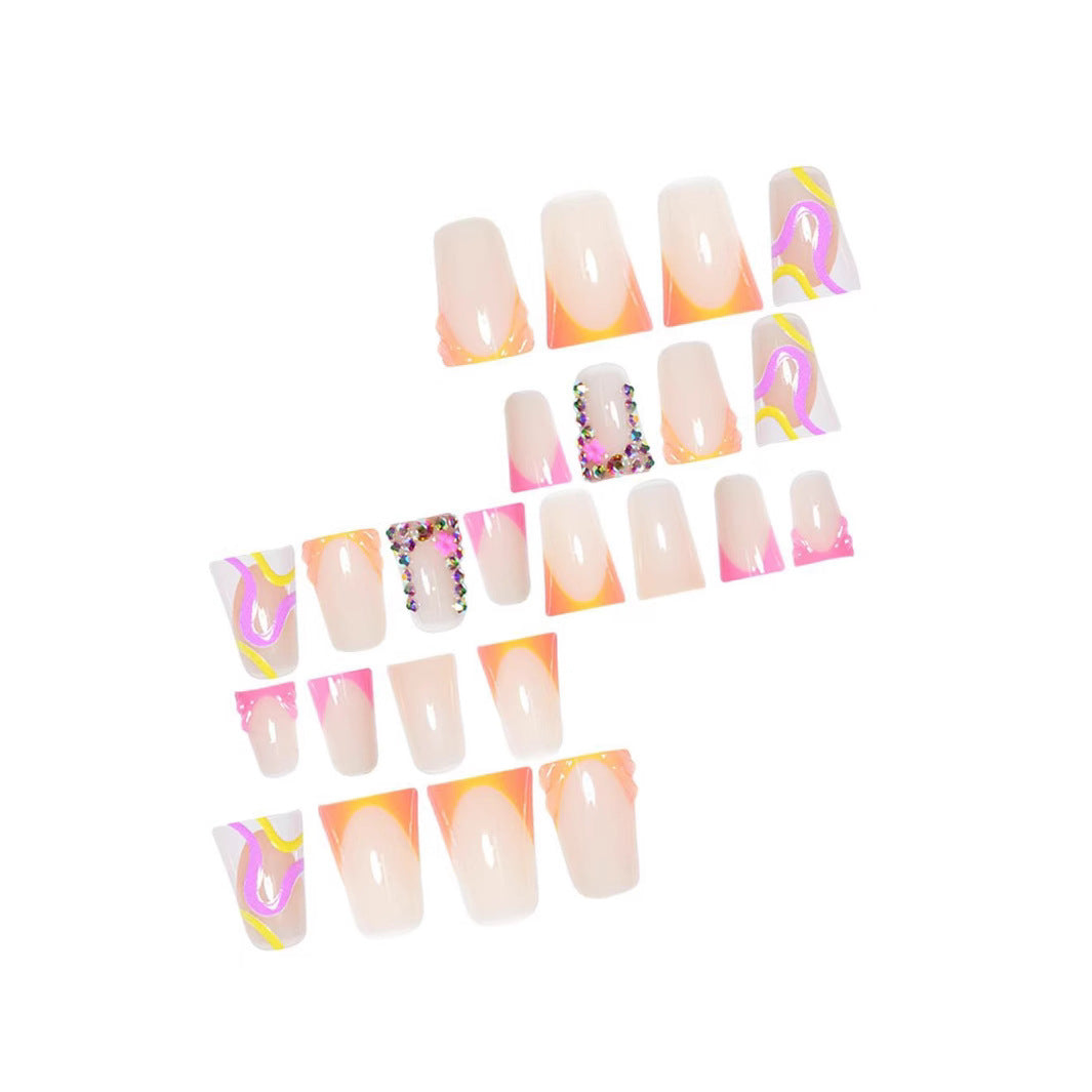 Wholesale 24 Pieces/box Stripe Smudge Diamond Nails Kits Nail Stickers