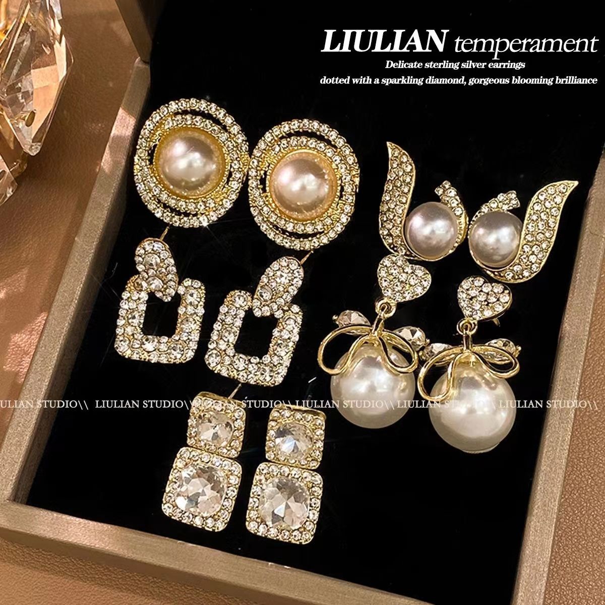 Wholesale Trendy Light Luxury Pearl Earrings Alloy Electroplated