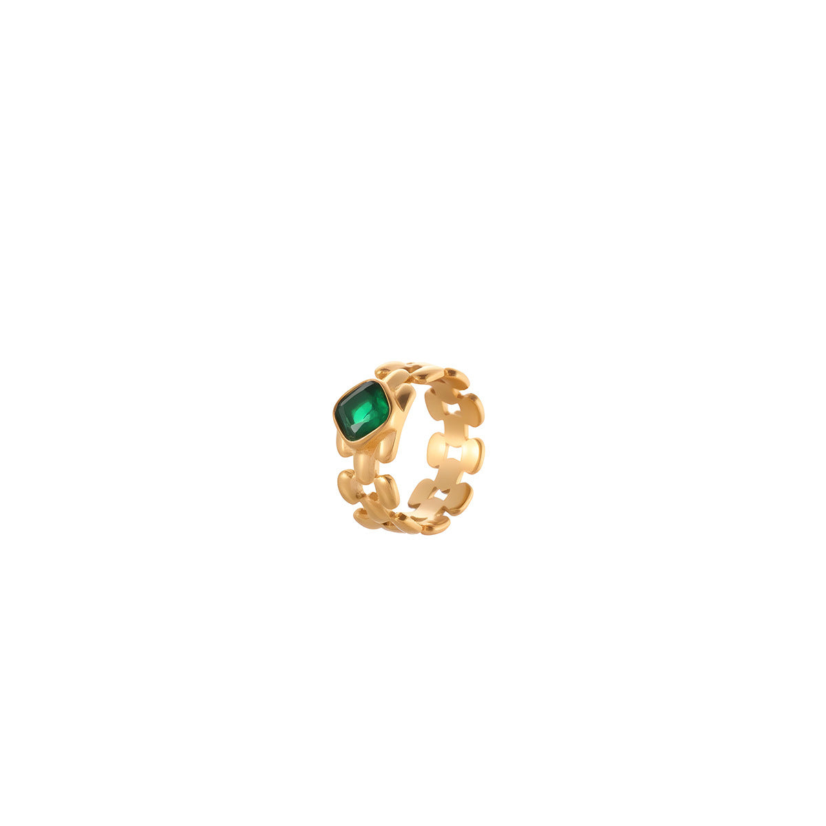 Wholesale Colorful Stainless Steel Ring with Western Style Gentle Floral Design and Zircon Accents