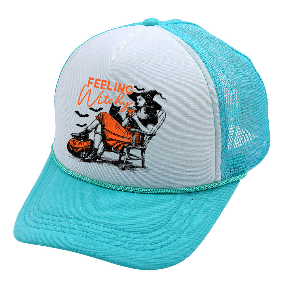 Wholesale Trucker Hat Halloween Pumpkin Witch Baseball Cap Printed Mesh Cap ACC-HT-HaiPu014