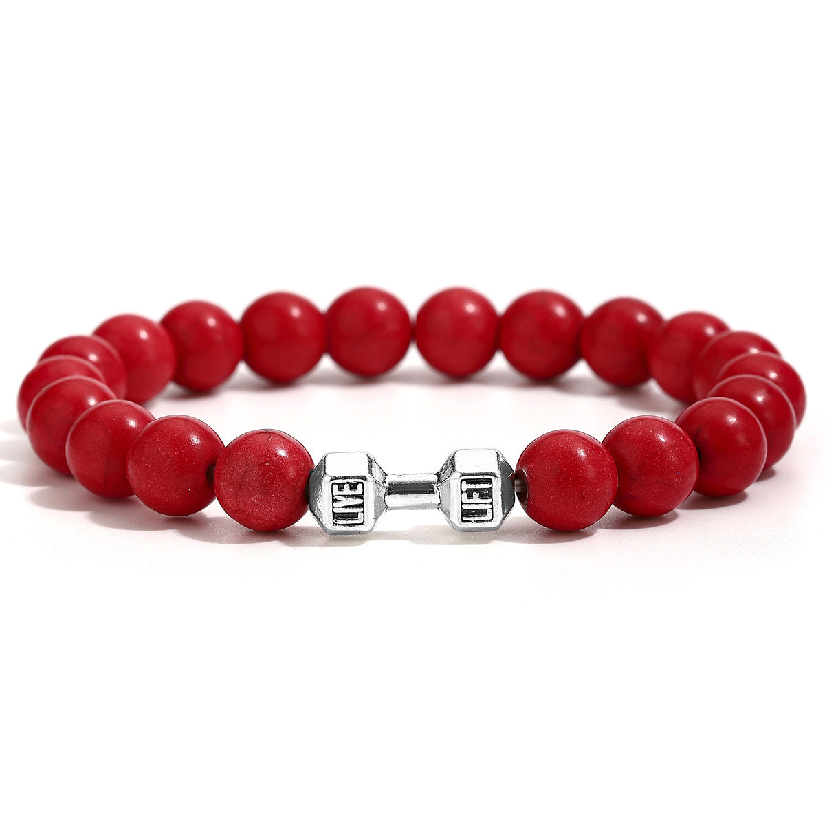 Wholesale Handmade Yoga Dumbbell Bracelet White Turquoise Beads Adjustable Unisex Fashion Accessory Gift Boutique Resale