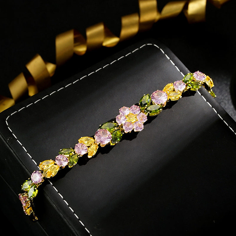 Wholesale  Color Zirconium Flower Bracelet