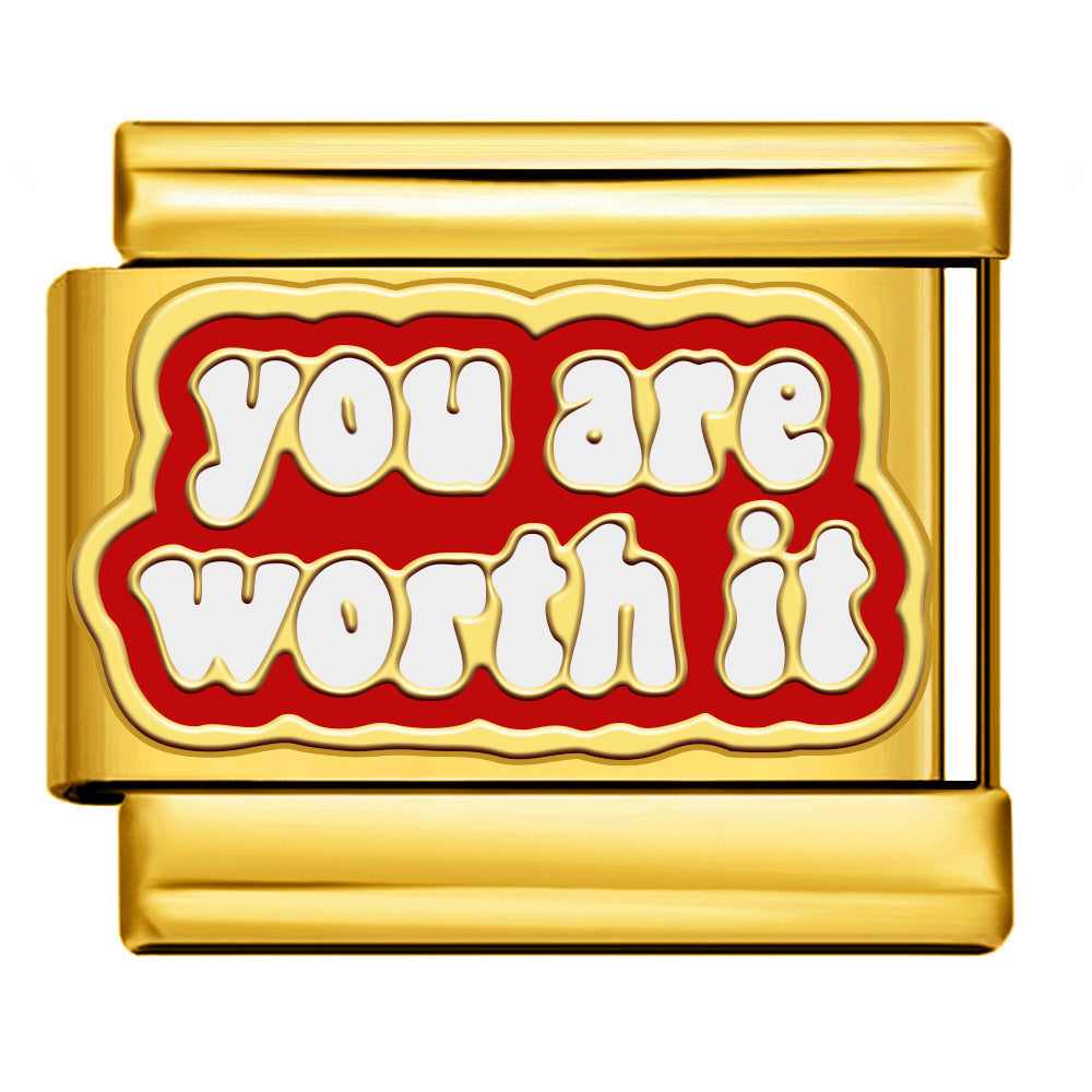 Wholesale   Italian Charm Bracelet 9mm DIY gold-plated oil-spliced Creative Stainless Steel Composable Bracelet