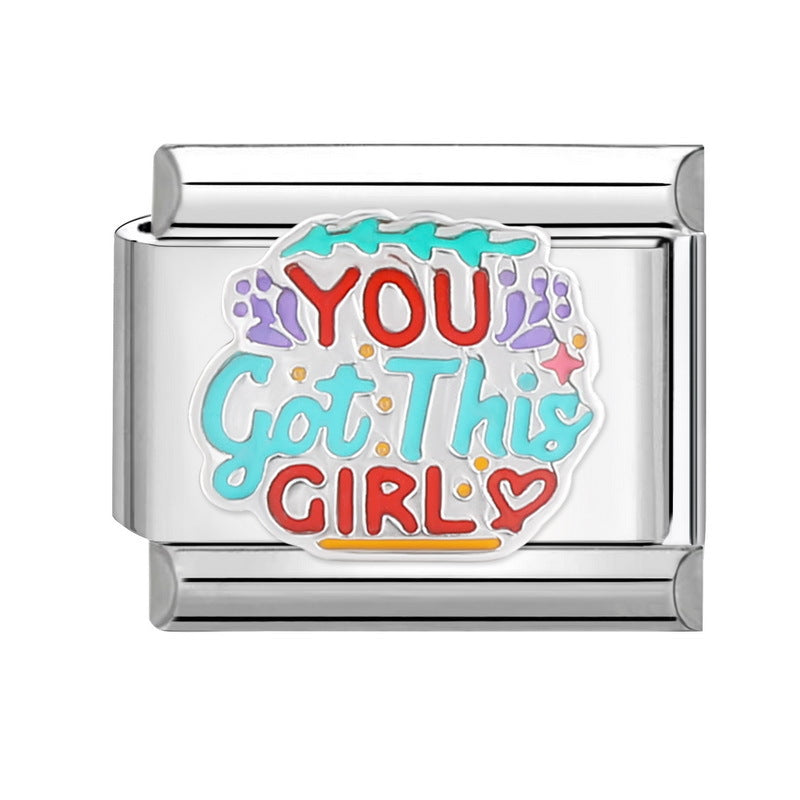 Wholesale Italian Charm Bracelet 9mm DIY Splicing Cute Cartoon Titanium Steel Composable Bracelet