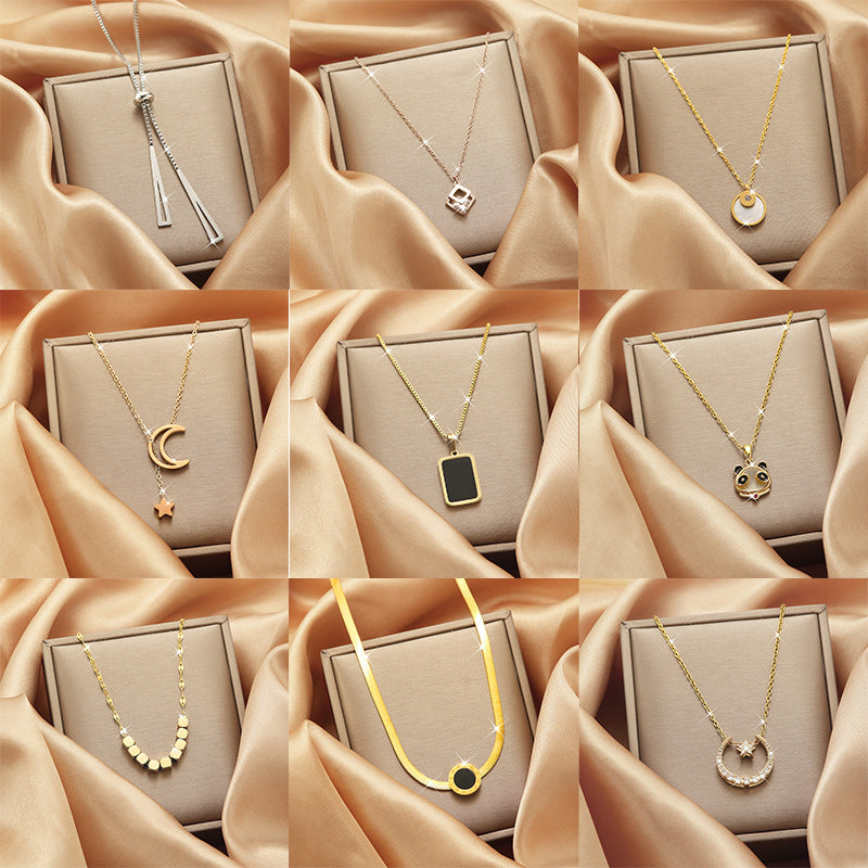 Wholesale Forest Style Titanium Steel Necklace Temperament Clavicle Chain Choker Necklace ACC-NE-Panshi004