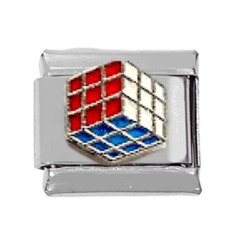 Wholesale 5pcs Italian Charm Bracelet Charm Module Stainless Steel Rubik's Cube Bracelet 9mm DIY Pattern Free Splicing Detachable Composable Bracelet ACC-BT-DaLiang009