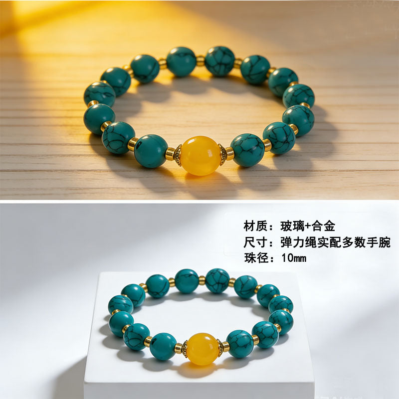 Wholesale Imitation Turquoise Beaded Bracelet Unisex Tibetan Style Travel Souvenir Jewelry Accessory