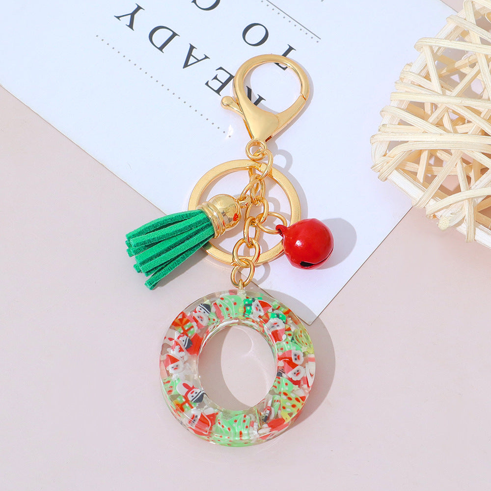 Wholesale Resin English Letter Keychain with Tassel Festive Holiday Party Bag Charm