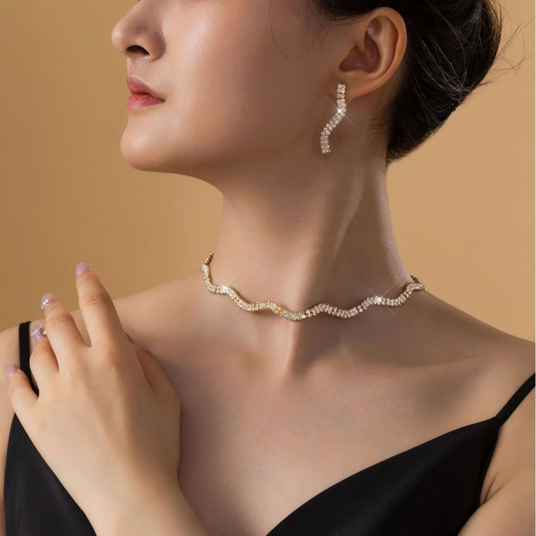 Wholesale Four-piece women's necklace bracelet earrings wedding jewelry suit