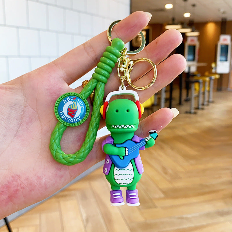 Wholesale Cartoon DJ Little Dinosaur Doll PVC Keychain Cute Keychain ACC-KC-ErLu010