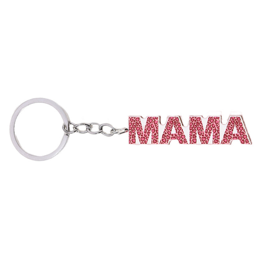 Wholesale MAMA leopard print Mother's Day wooden keychain ACC-KC-RongR030