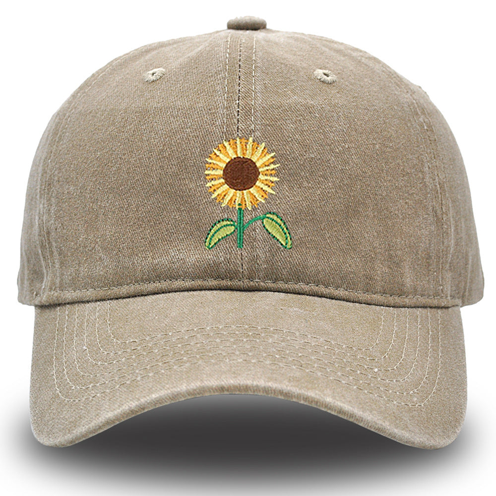Wholesale Vintage Washed Botanical Sunflower Baseball Cap ACC-HT-HaiPu031