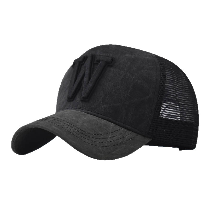 Wholesale 3D Embroidered Distressed Baseball Cap Trendy Adjustable Breathable Mesh Hat For Outdoor Summer