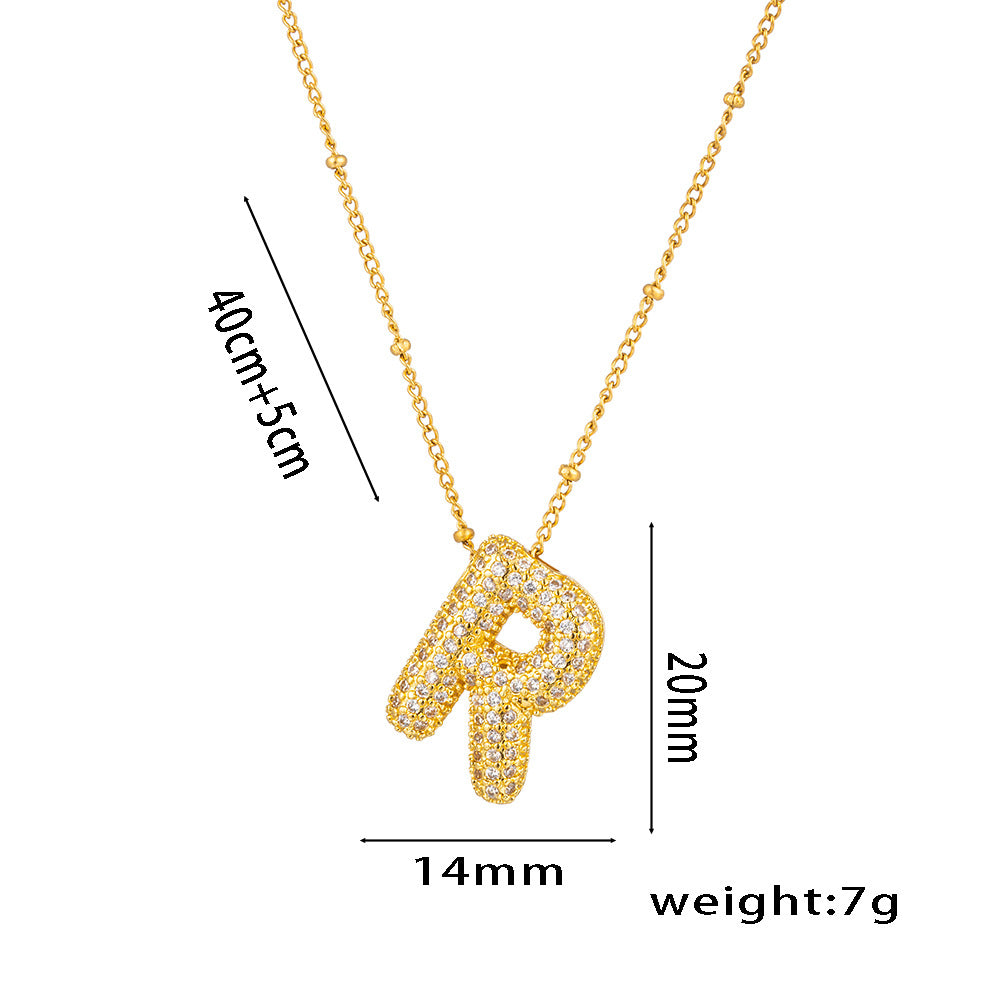 Wholesale Rock Sugar Zircon English Letter Necklace Titanium Steel Necklace ACC-NE-NaBao001
