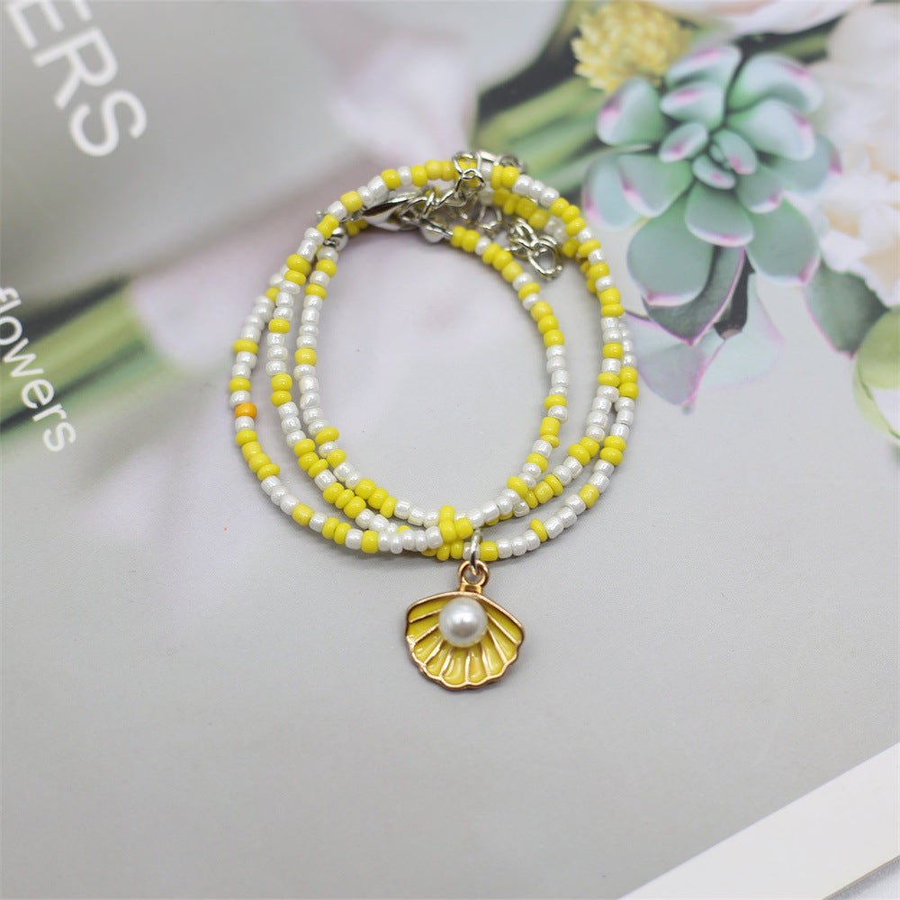 Wholesale Colorful Beaded Necklace Bohemian Shell Pearl Clavicle Necklace