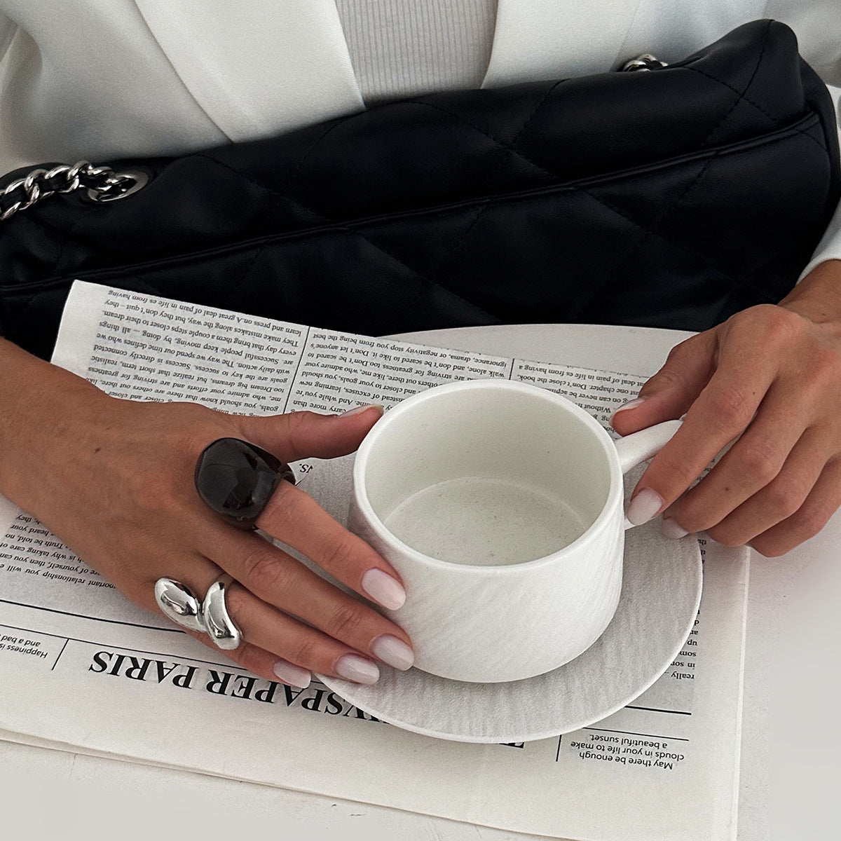 Wholesale Smudged Resin Wide Exaggerated Special-Shaped Metal Cross Glossy Ring