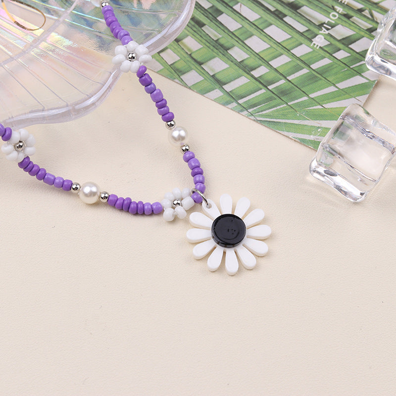 Wholesale  color flower anklet small fresh stitching daisy retro anklets