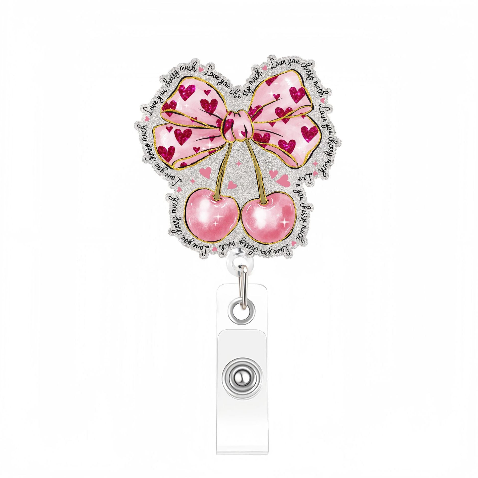 Wholesale  creative quote pink bow Badge Reels