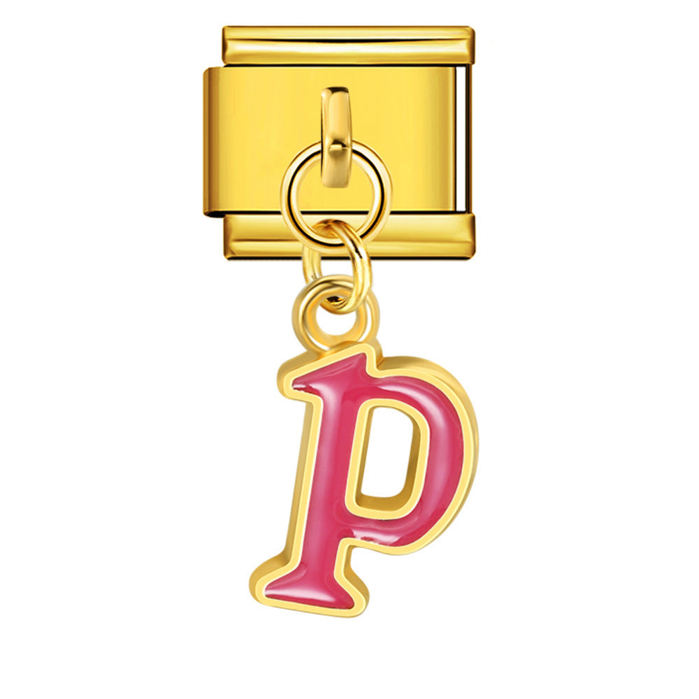 Wholesale Italian Charm Bracelet 9mm DIY Splicing Letter Series Stainless Steel Composable Bracelet