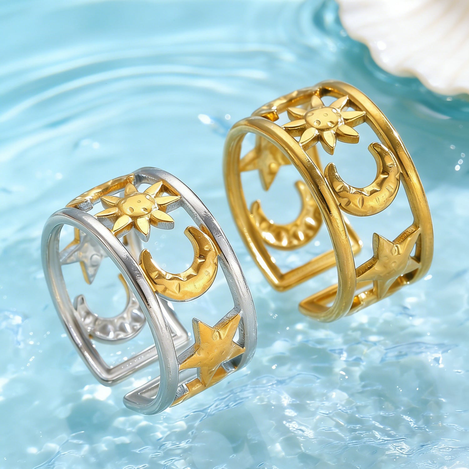 Wholesale Gold Tone Stainless Steel Open Heart Ring With Rhinestones Women S Fashion Jewelry Gift Boutique Resale