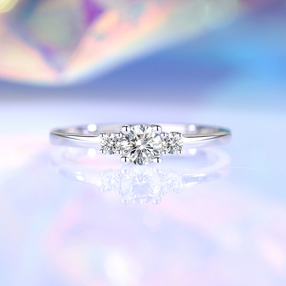 Wholesale 30 carat moissanite four claw light luxury silver ring