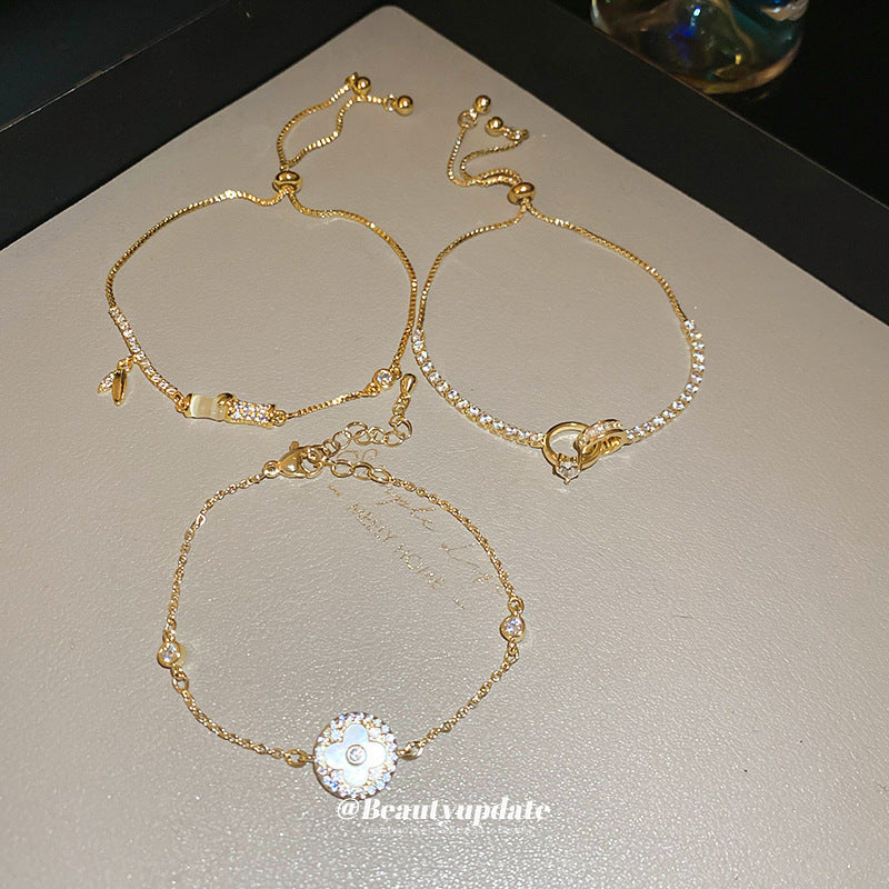 Wholesale Copper Zircon Slub Adjustable Bracelet