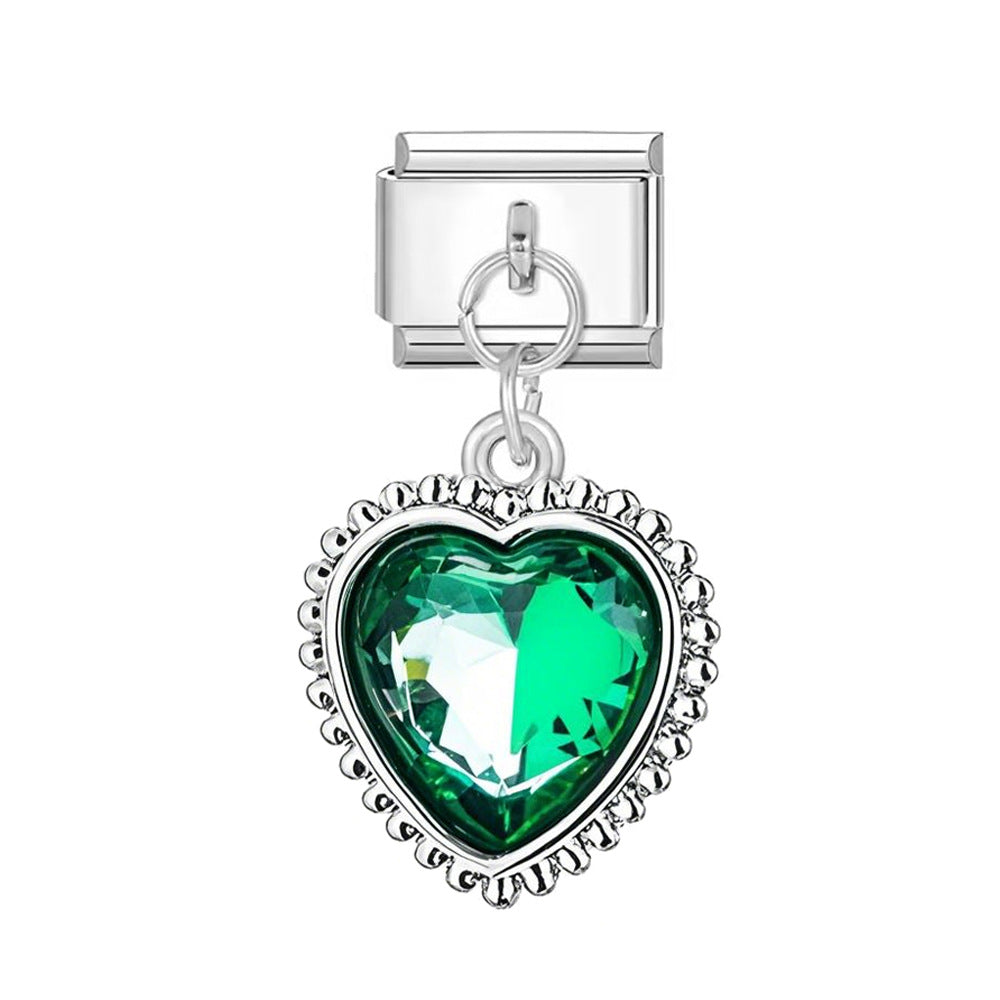 Wholesale Italian Charm Bracelet 9mm DIY Colorful Heart-Shaped   Creative Stainless Steel Composable Bracelet