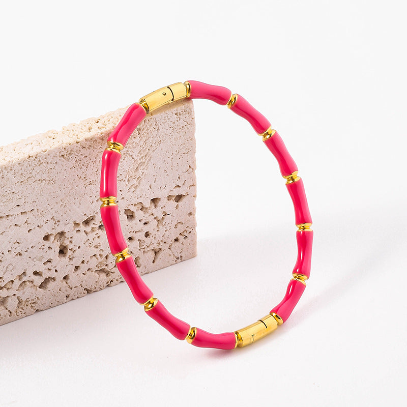 Wholesale Oil Drop Stainless Steel Multicolor Bamboo Bracelet ACC-BT-RuiX003