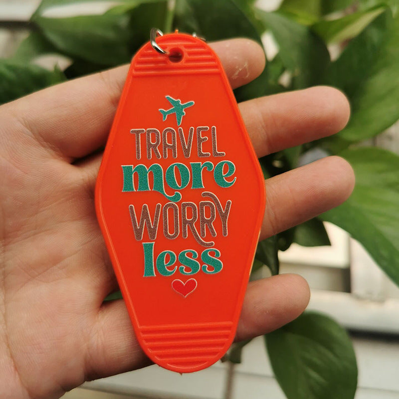 Wholesale Vintage Plastic Travel More Worry Less Keychain ACC-KC-MeiXin019