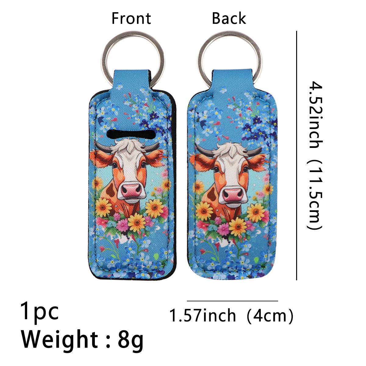 Wholesale 6pcs Cartoon Animal Cow Lipstick Case Keychain