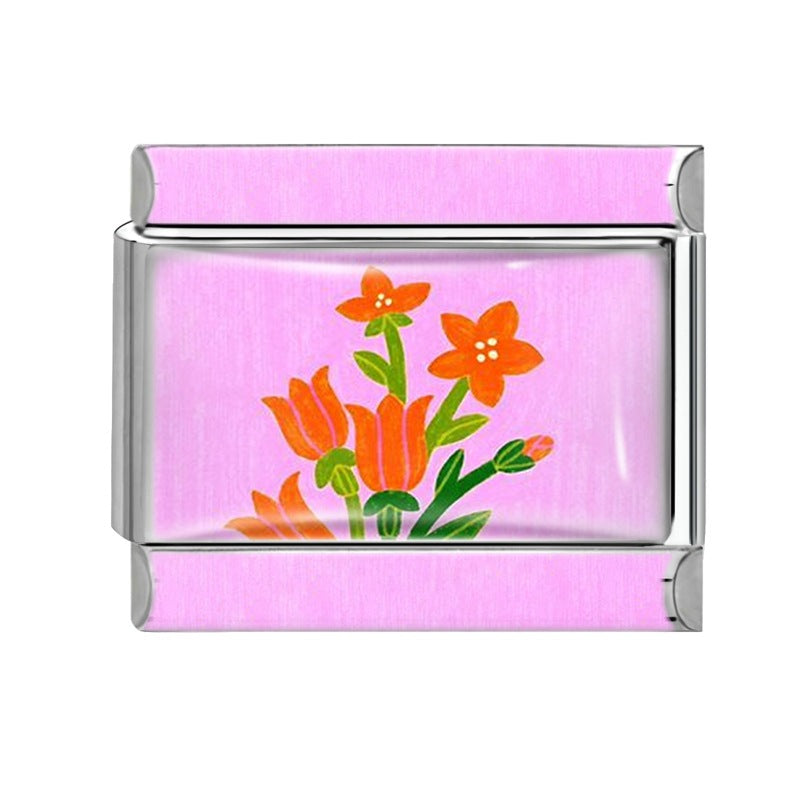 Wholesale 9mm Italian Charm Starter Bracelets DIY Flower Series Stainless Steel Composable Bracelet