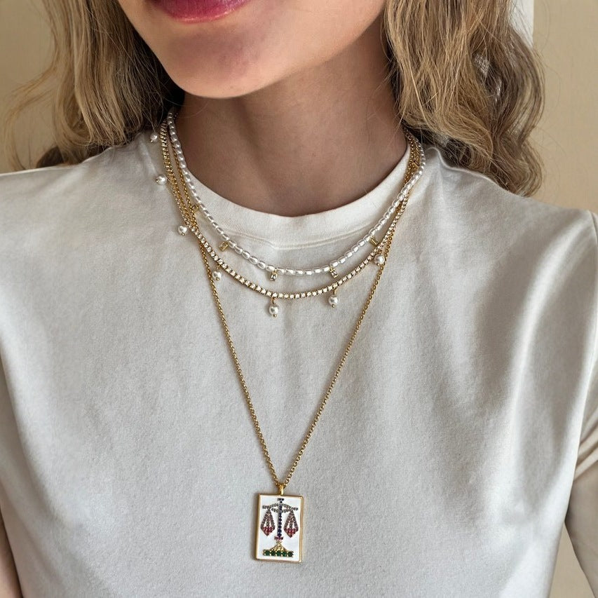 Wholesale  Twelve Constellation Square Brand Color Diamond Necklace
