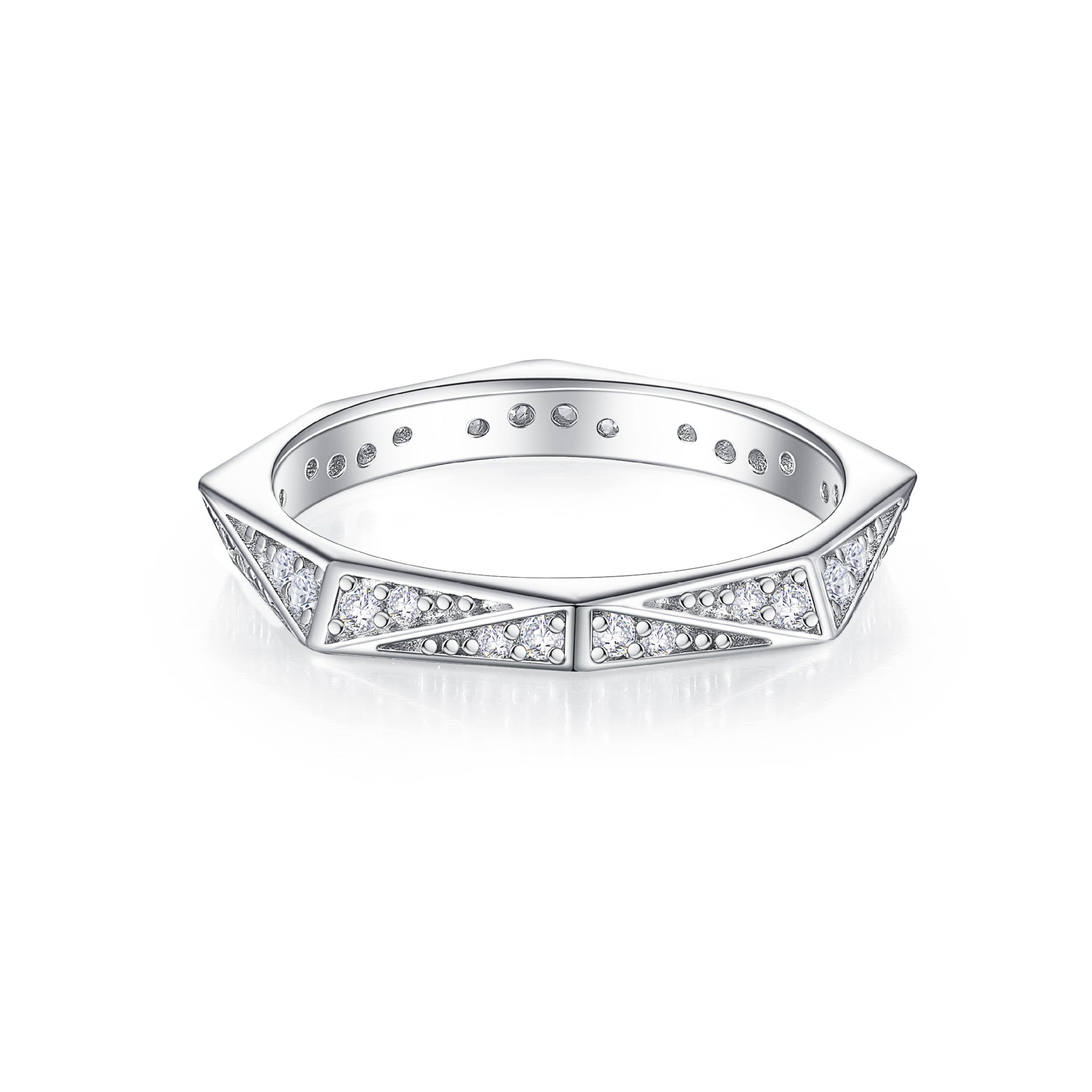 Wholesale  S925 Sterling Silver Row Diamond Ring  Light Luxury Full Diamond Silver Row Ring