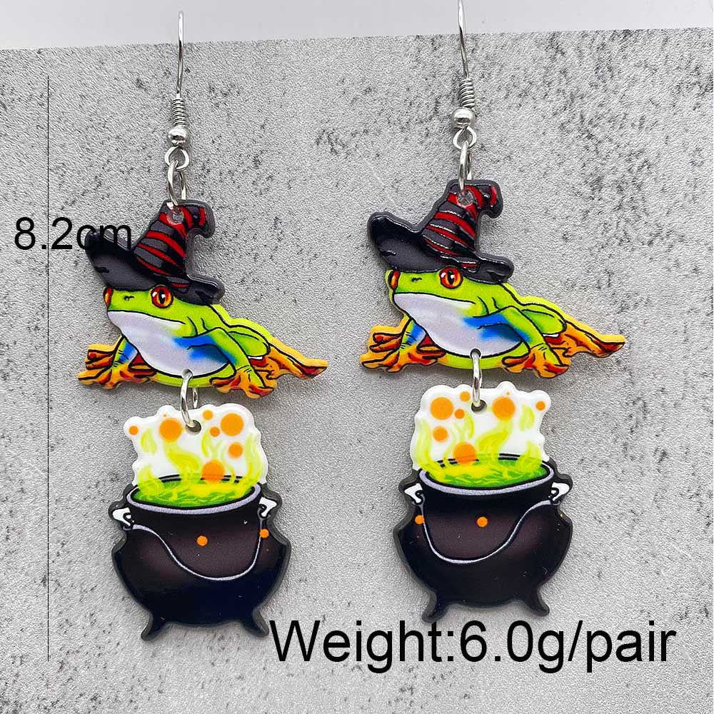 Wholesale Halloween Candy Basket Cowboy Ghost Face Acrylic Earrings ACC-ES-ChenY042