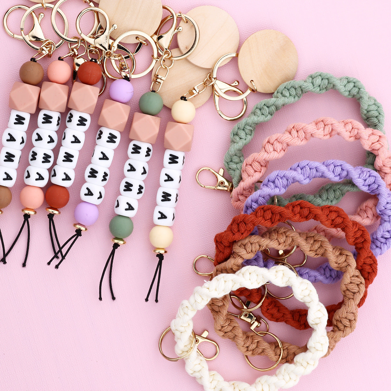 Wholesale  twist braided bracelet braided hand rope Wristlet Keychain