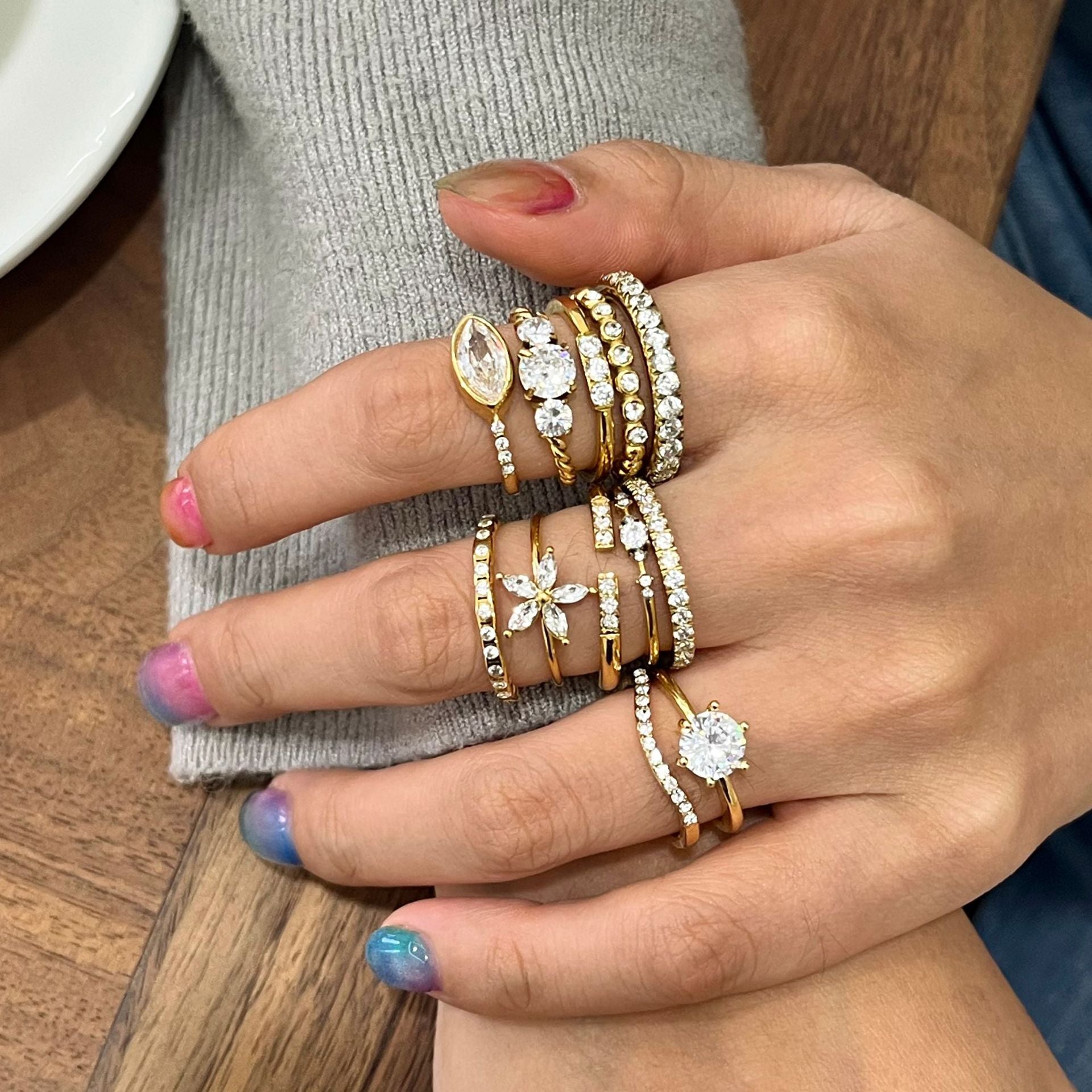 Wholesale Stainless steel zircon ring