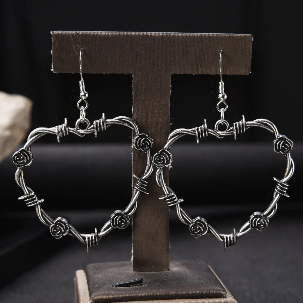 Wholesale Goth Theme Vintage Heart Rose Thorn Earrings ACC-ES-MLR001