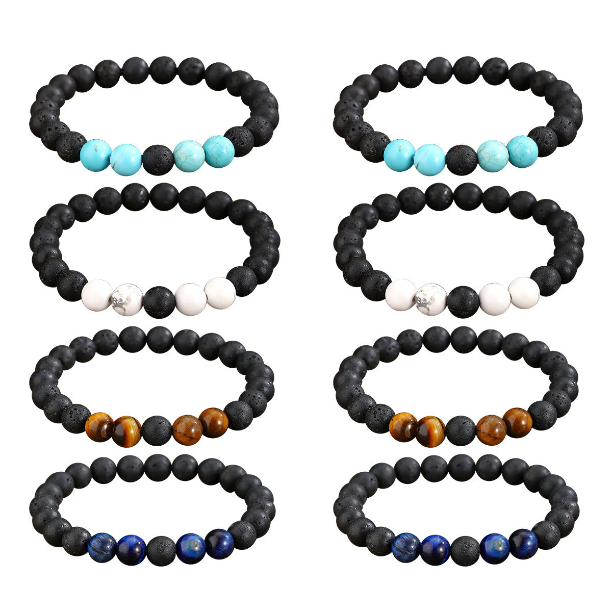 Wholesale Retro Turquoise Tiger Eye Stone Elastic Bracelet Trendy Unisex Jewelry Accessory For Everyday Wear And Gift