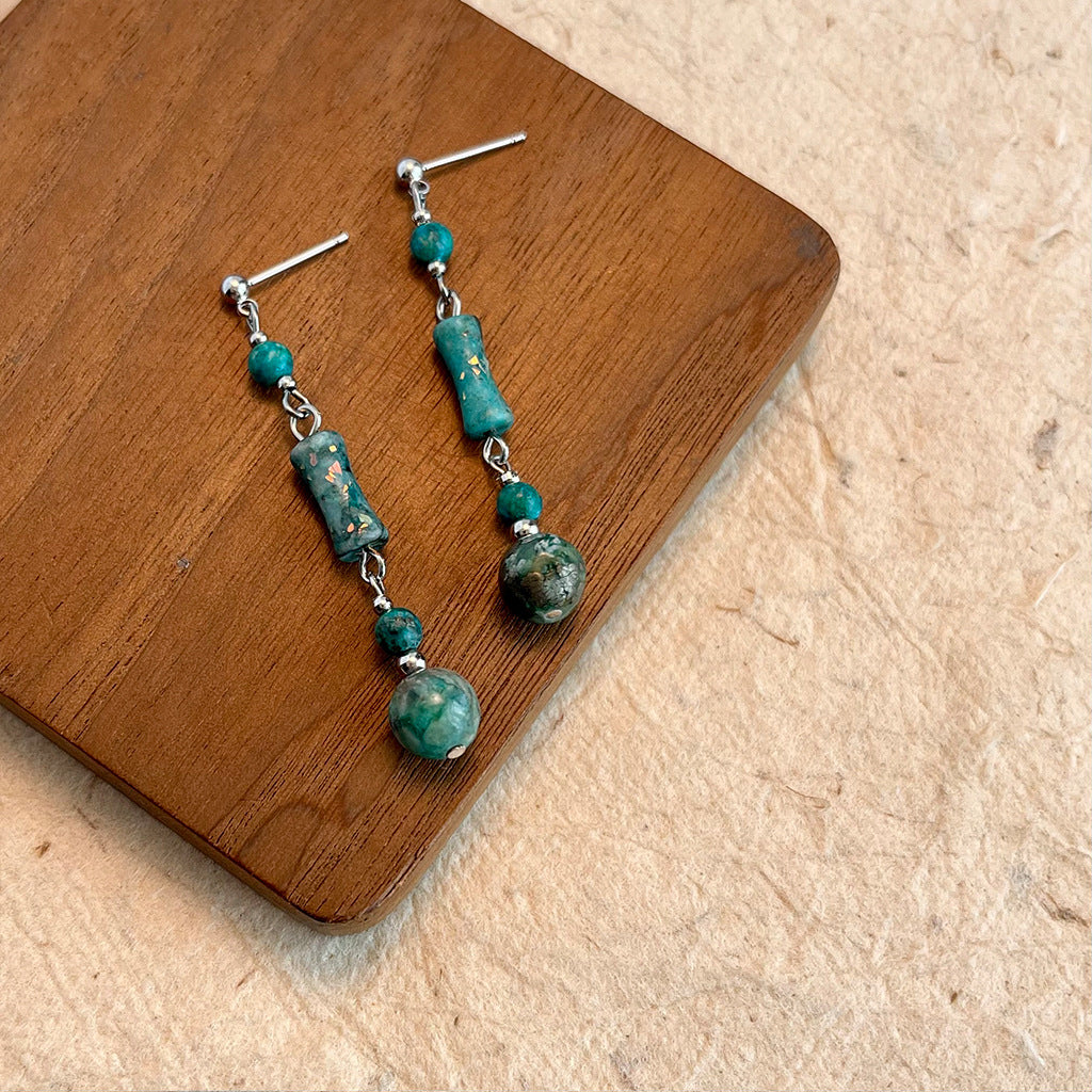 Wholesale  ethnic style natural stone beaded earrings
