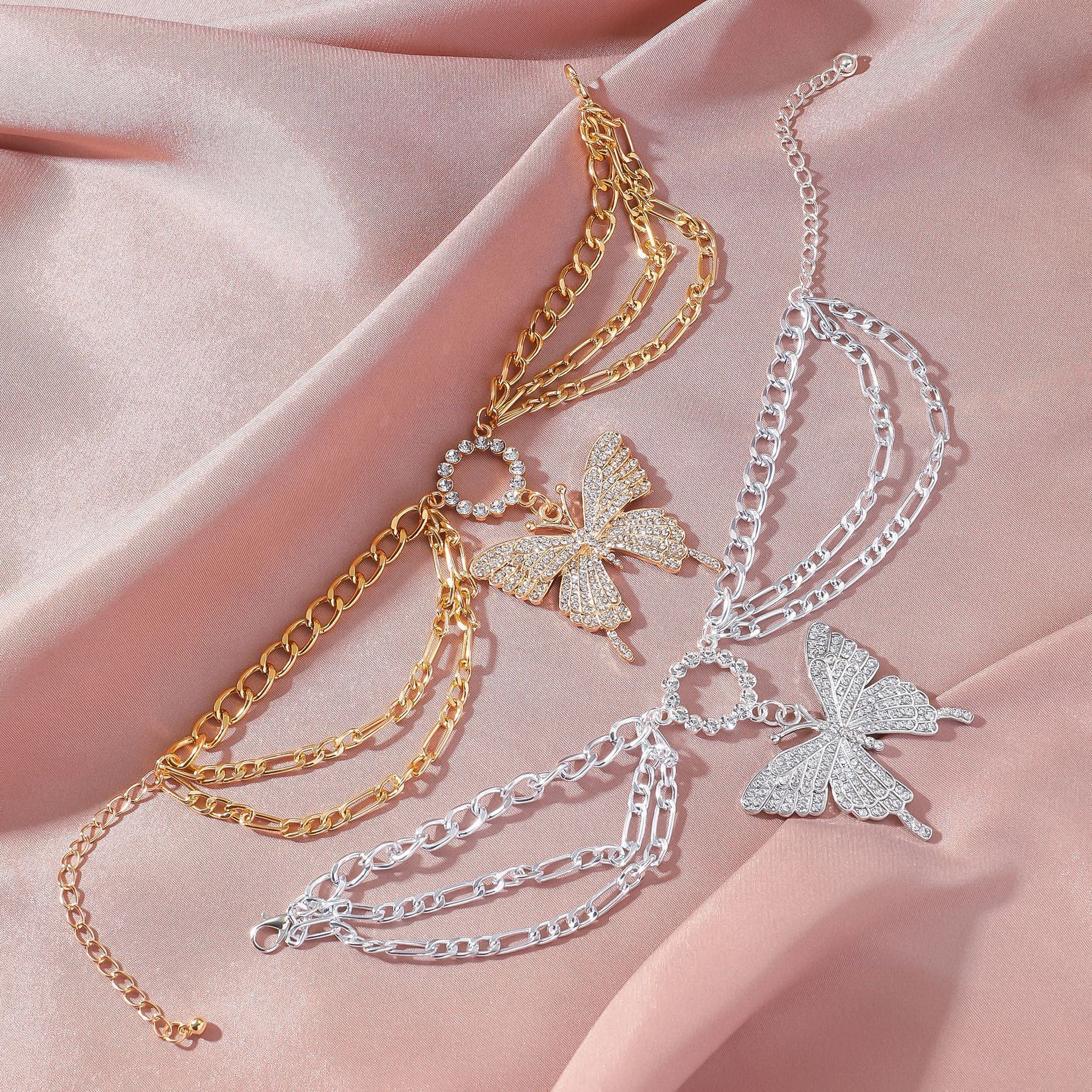 Wholesale Multi-layered large butterfly anklet