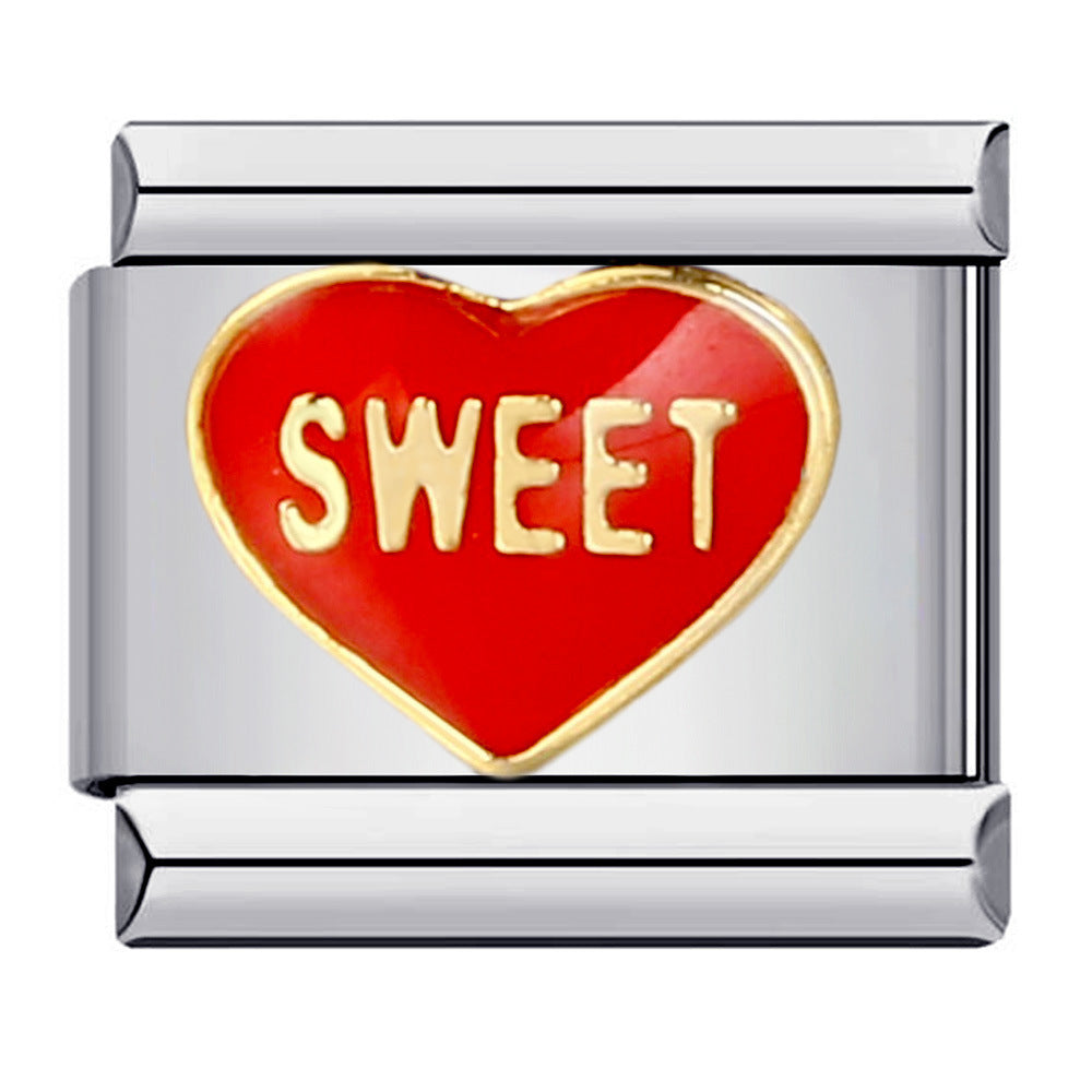 Wholesale Italian Charm Bracelet 9mm DIY Splicing Removable Red Element Stainless Steel Composable Bracelet